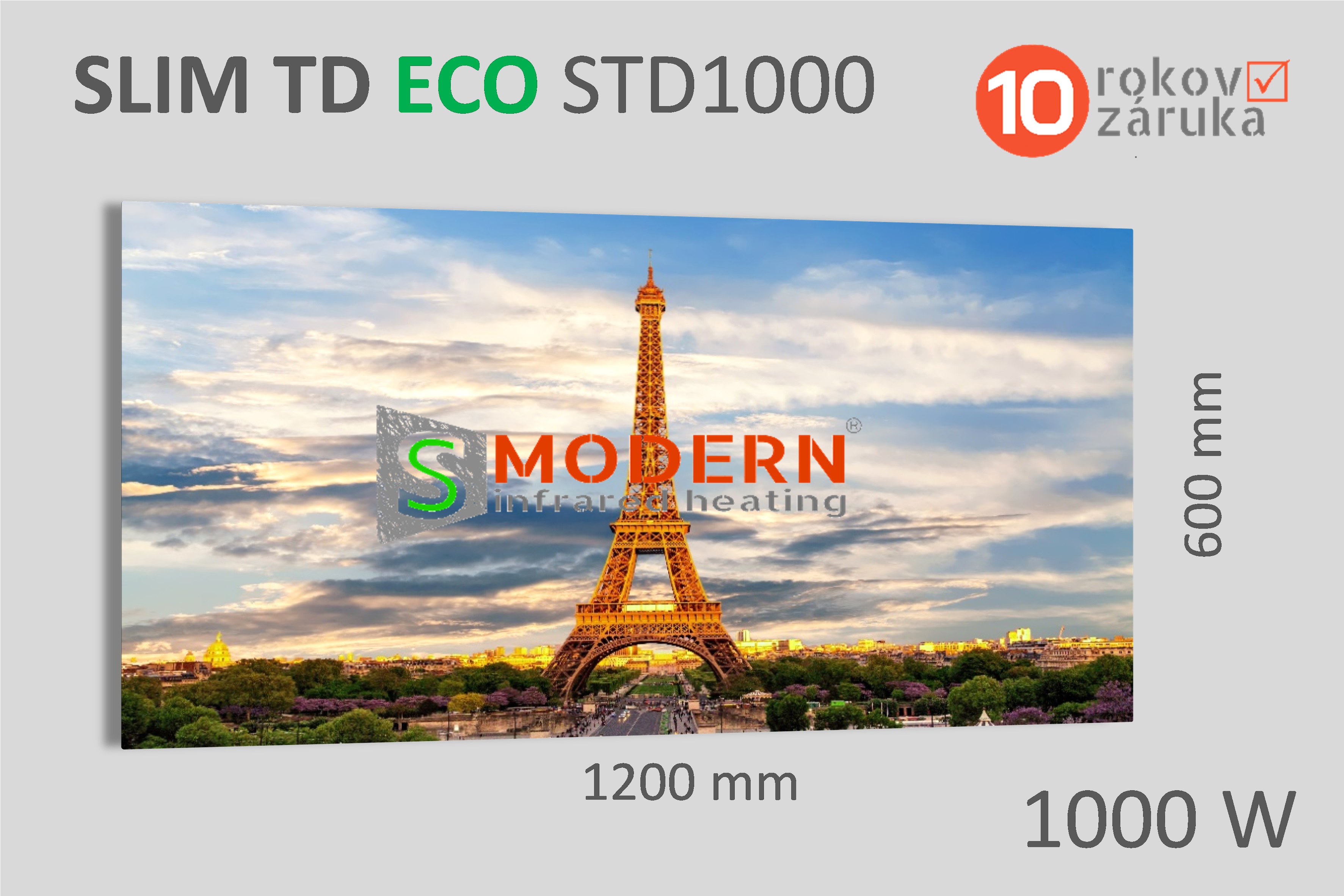 Infrapanel SMODERN® SLIM TD ECO STD1000 / 1000 W vykurovací obraz