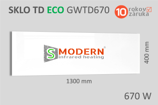Sklenený infrapanel SMODERN® TD ECO GWTD670 / 670 W, biele sklo