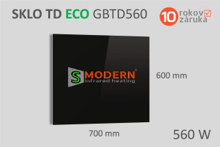 Sklenený infrapanel SMODERN® TD ECO GBTD560 / 560 W, čierne sklo