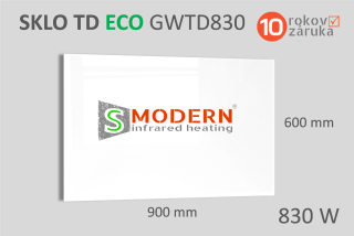 Sklenený infrapanel SMODERN® TD ECO GWTD830 / 830 W, biele sklo