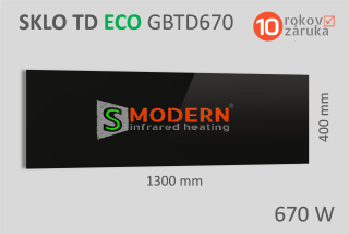 Sklenený infrapanel SMODERN® TD ECO GBTD670 / 670 W, čierne sklo