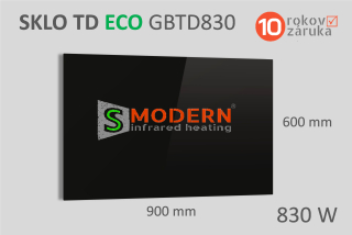 Sklenený infrapanel SMODERN® TD ECO GBTD830 / 830 W, čierne sklo